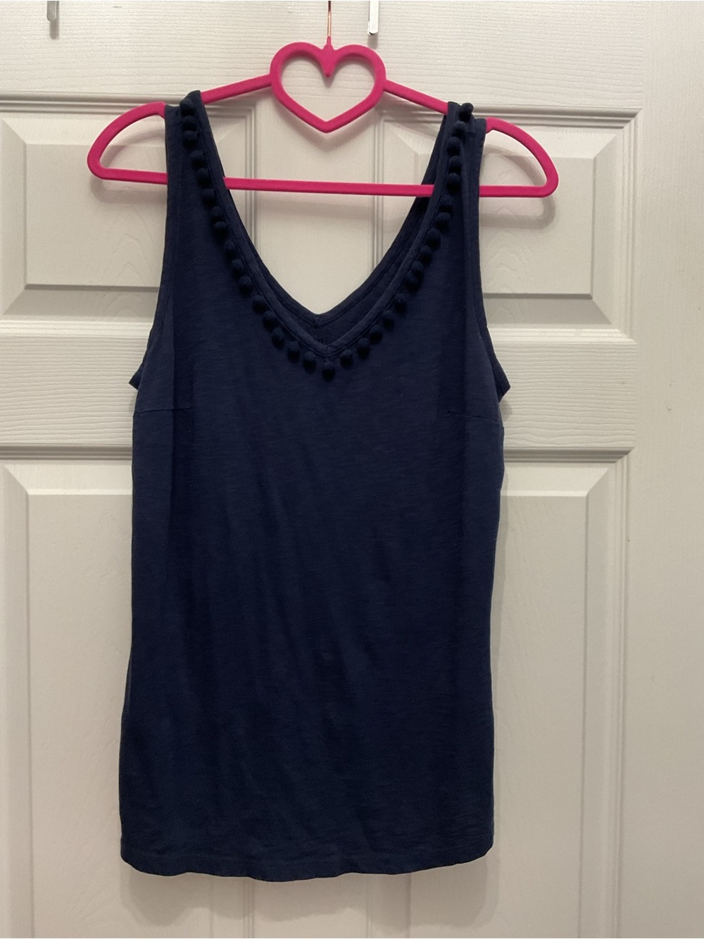 Lilly Pulitzer Navy Pom-Pom V-Neck Tank Top